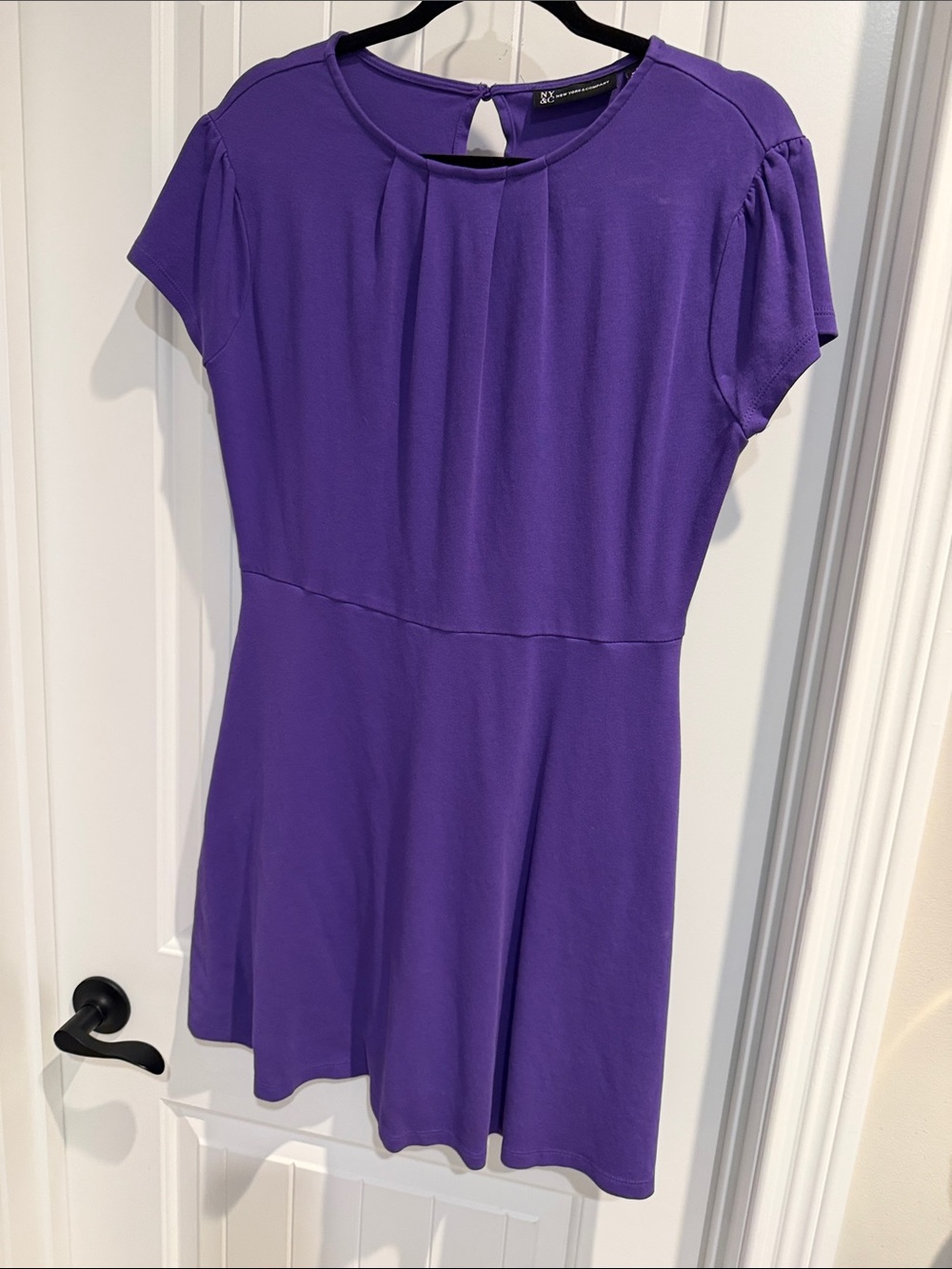 NY Collection Purple Short Sleeve Fit & Flare Tunic